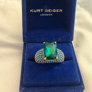 Kurt  Geiger London Stunning BELGRAVIA EMERALD RING Sz 8 New